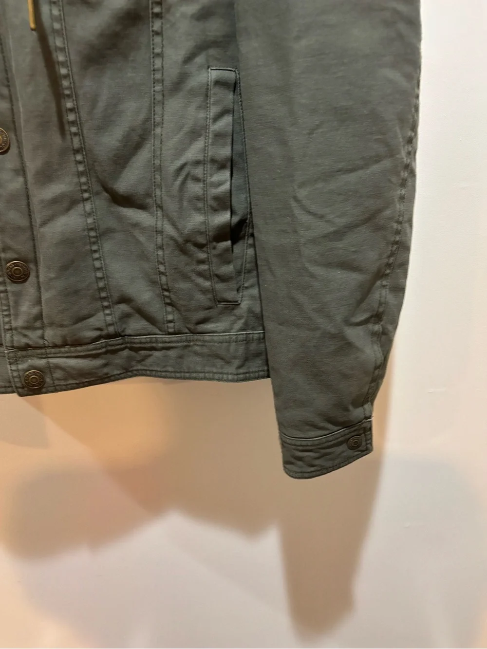 GUESS Olive Green Hooded Military-Style Jacket with Sherpa Trim